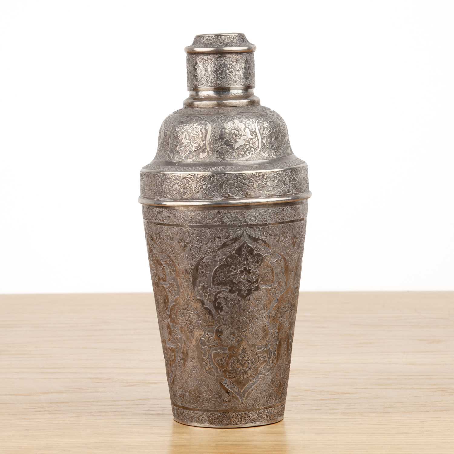 Lot 282 - Silver cocktail shaker Indian, with all-over...