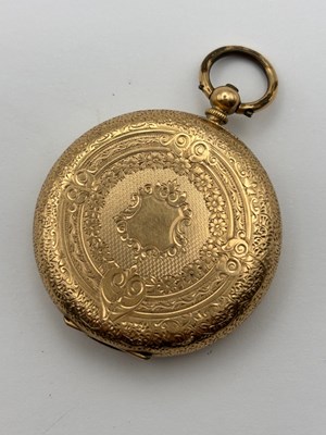 Lot 281 - An open face fob watch, the floral and foliate...