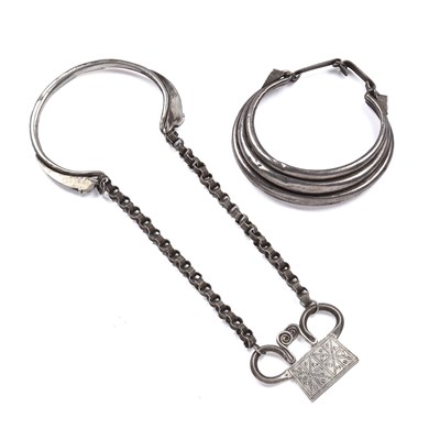 Lot 391 - Two white metal neck-rings Hmong (China), the...