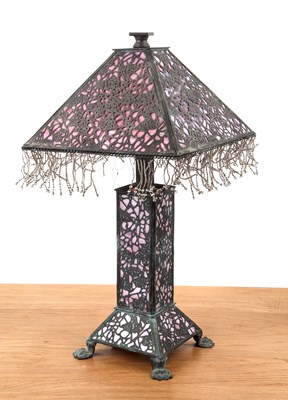 Lot 69 - Glass lamp  American, 20th Century, the shade...