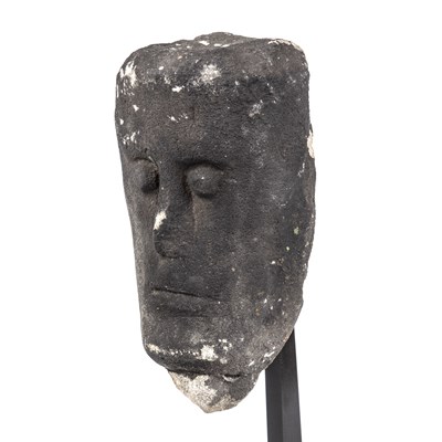 Lot 421 - A Celtic quartzite limestone head, with a...