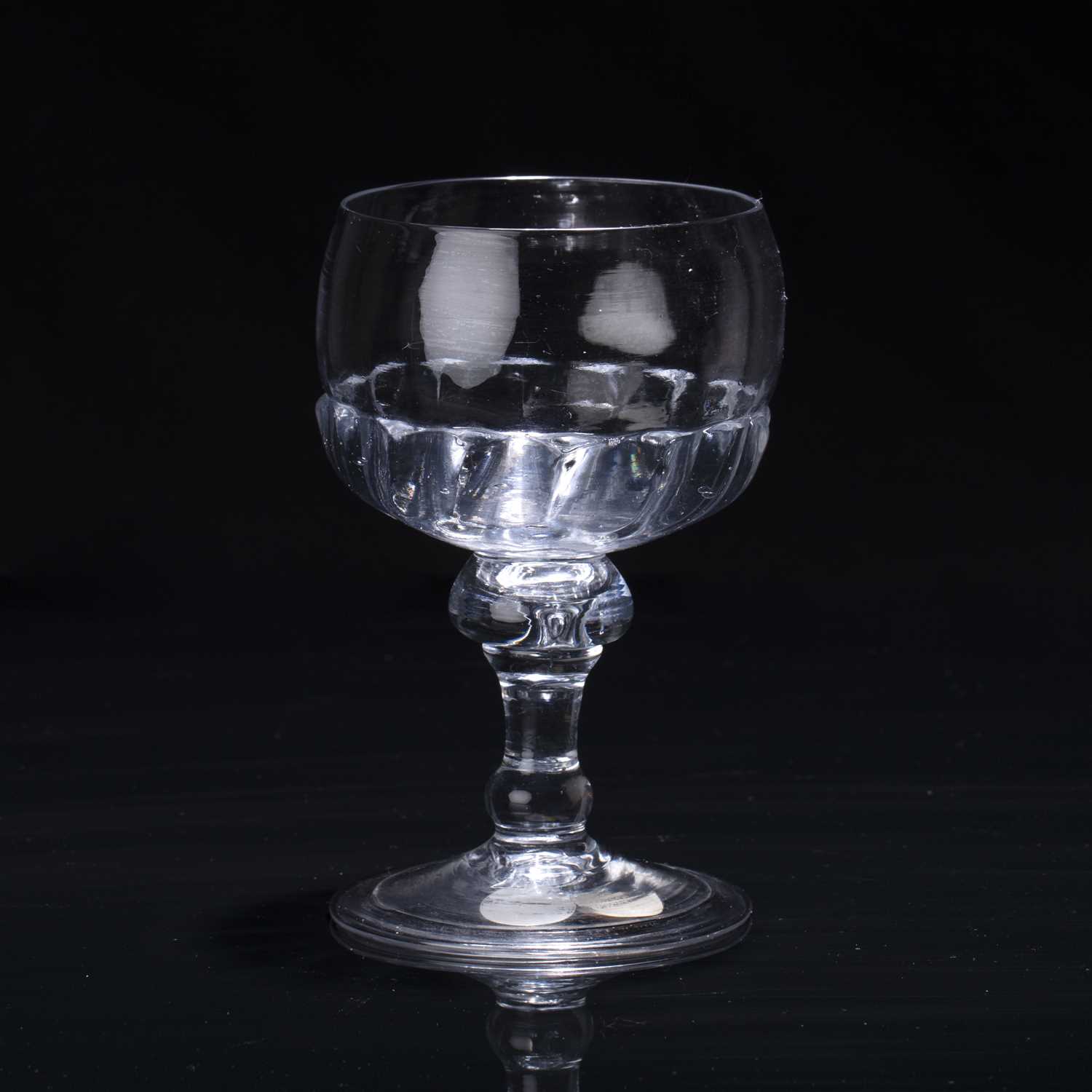 Lot 300 - Mead goblet circa 1700, gadrooned lower half,...