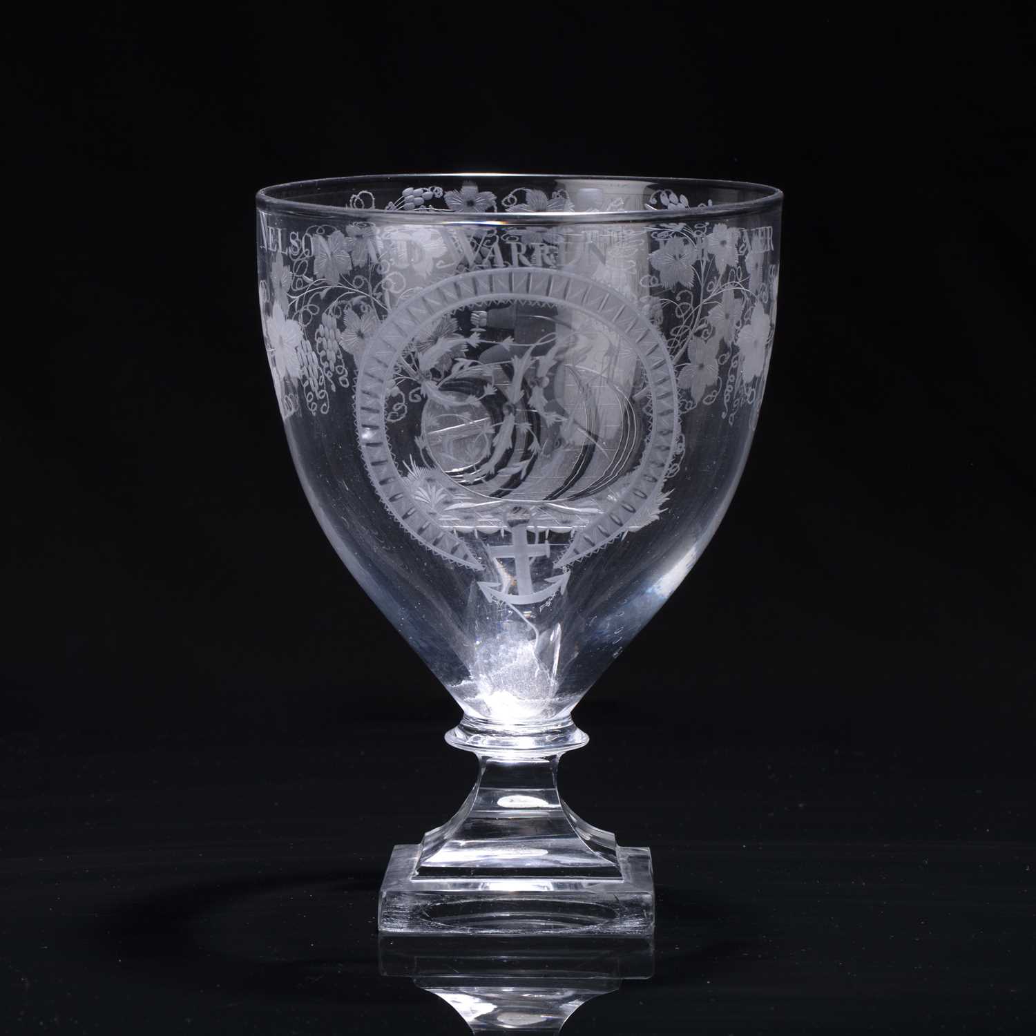 Lot 309 - Large glass rummer inscribed 'NELSON AND...