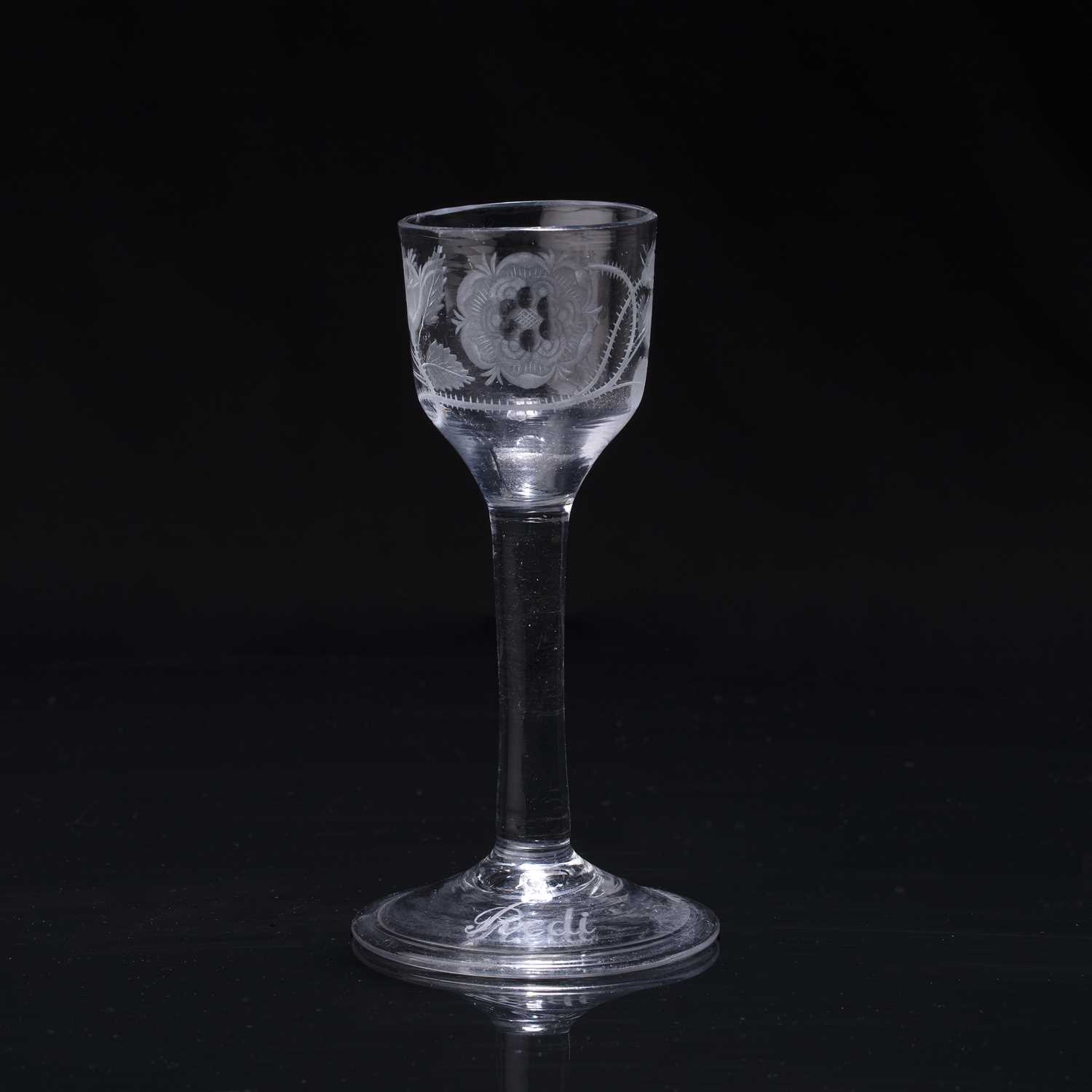 Lot 315 - Jacobite wine glass circa 1760/1780, with...