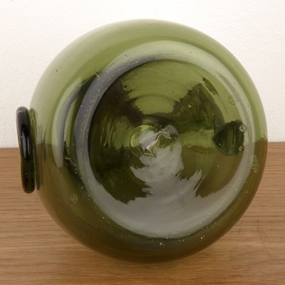 Lot 316 - Green glass seal jug 18th Century, with a...