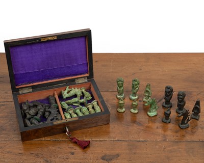 Lot 131 - A mid-century Scandinavian bronze chess set