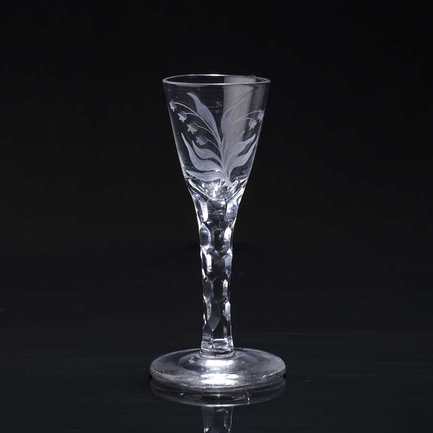 Lot 337 - Wine glass circa 1770, having a funnel bowl...
