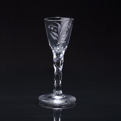 Lot 337 - Wine glass circa 1770, having a funnel bowl...