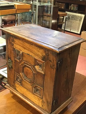 Lot 90 - A late 17th century oak table top cabinet of...