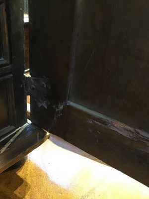 Lot 90 - A late 17th century oak table top cabinet of...