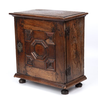 Lot 90 - A late 17th century oak table top cabinet of...