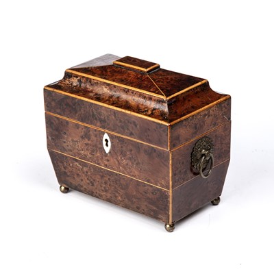 Lot 91 - A George III burr yew wood tea caddy of...