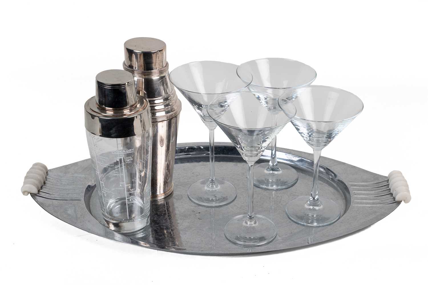 Lot 53 - A cocktail set and an Art Deco serving tray
