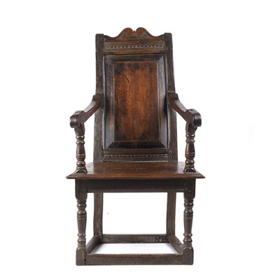 Lot 93 - A 17th century English oak wainscot chair 69cm...