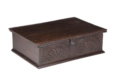 Lot 100 - A late 17th century boarded oak bible box...