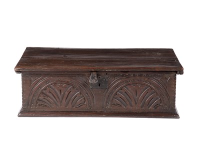 Lot 100 - A late 17th century boarded oak bible box...