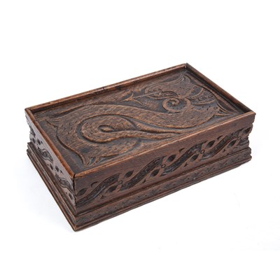 Lot 366 - A 18th/ 19th century carved oak box with...