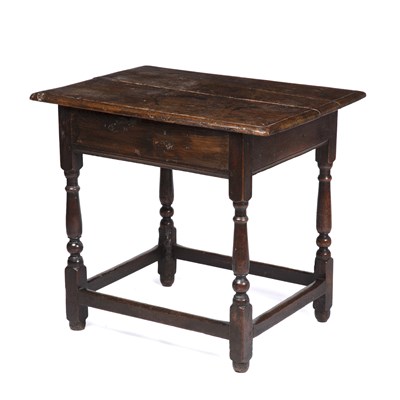 Lot 368 - An 18th century oak centre table with turned...