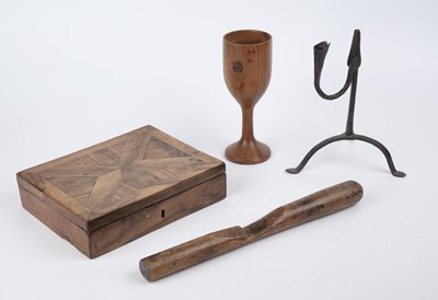 Lot 105 - A 19th century walnut parquetry box 23cm wide...