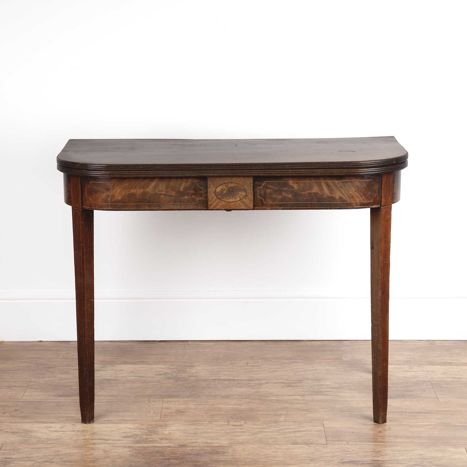 Lot 67 - Mahogany tea table 19th Century, of 'D' form,...