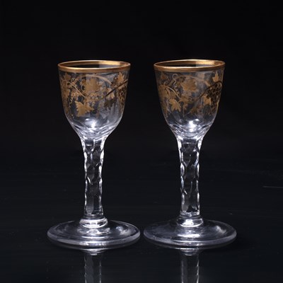 Lot Pair of wine glasses attributed to James Giles,...