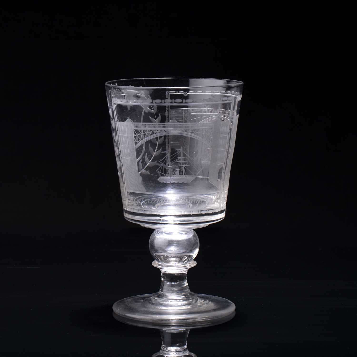 Lot 345 - Coin glass rummer circa 1860, engraved with a...