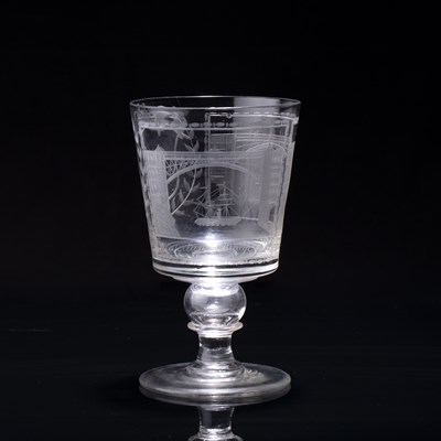 Lot Coin glass rummer circa 1860, engraved with a...