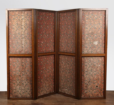 Lot 75 - Four-section Morris-style folding screen 19th...