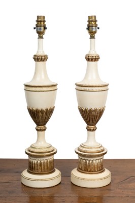 Lot 509 - A pair of painted table lamps