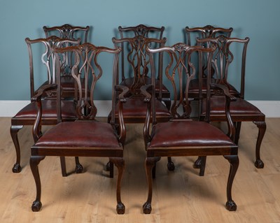 Lot 353 - A set of eight 20th century mahogany Chippendale-style dining chairs