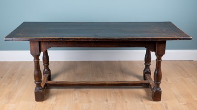 Lot 256 - A 19th century and later oak refectory table
