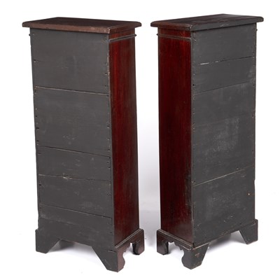 Lot 85 - A pair of small narrow rosewood bookcases with...