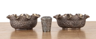 Lot 165 - Two white metal (silver) bowls and a pommel...