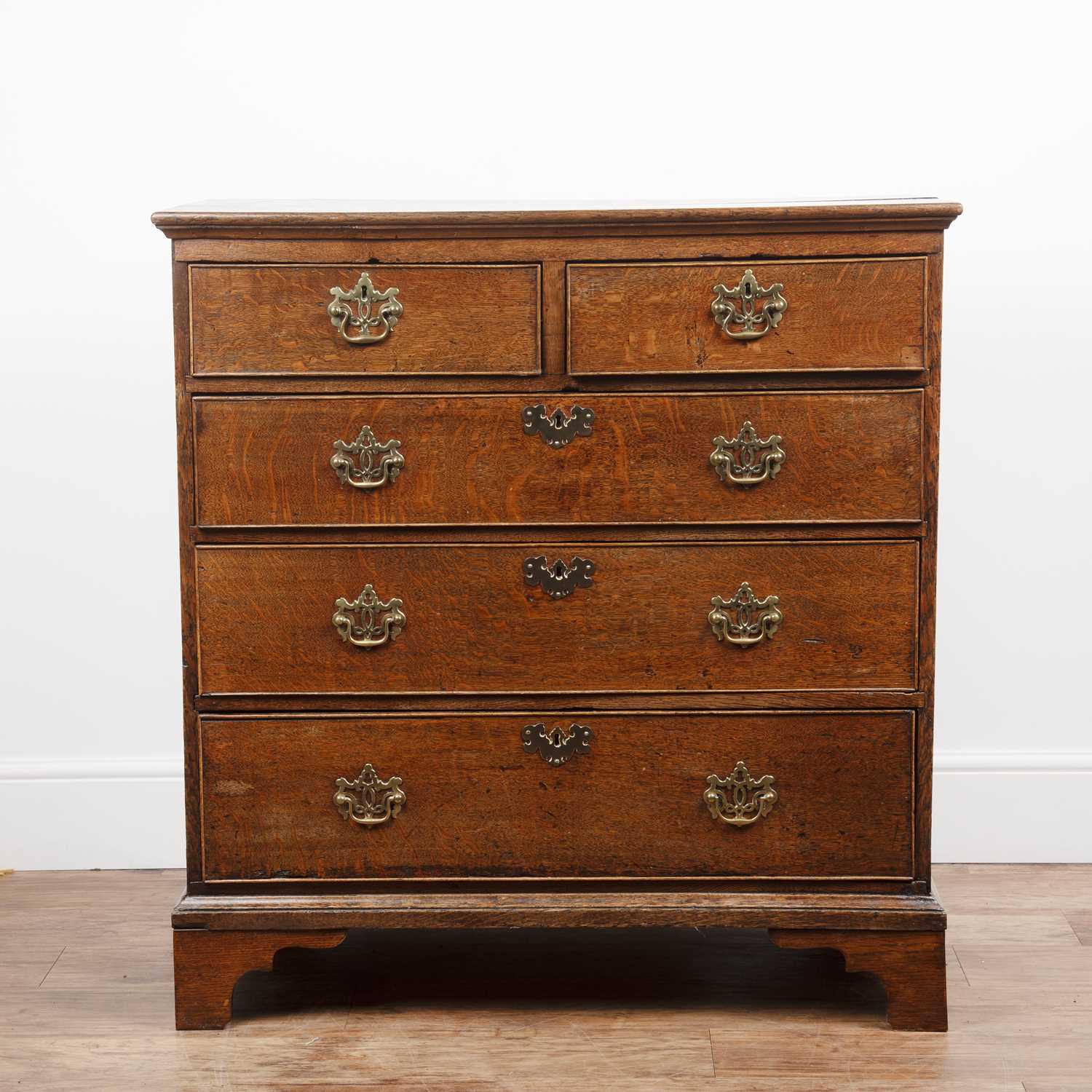 Lot 34 - Oak chest of drawers 19th Century, with brass...