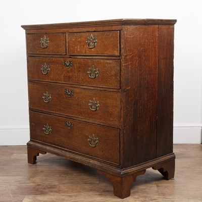 Lot 34 - Oak chest of drawers 19th Century, with brass...