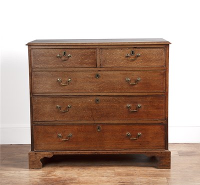 Lot 32 - Oak chest of drawers 19th Century, with brass...