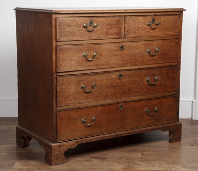 Lot 32 - Oak chest of drawers 19th Century, with brass...