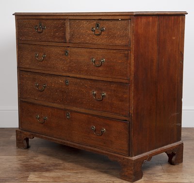 Lot 32 - Oak chest of drawers 19th Century, with brass...