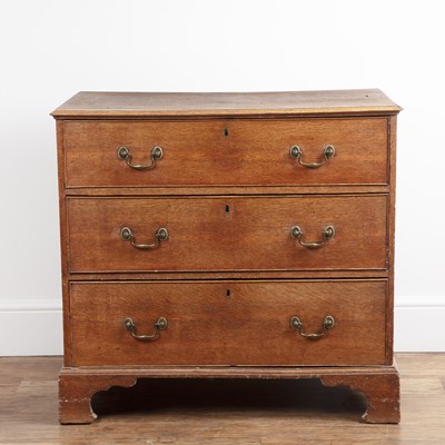 Lot 33 - Oak chest of three drawers 19th Century, 90cm...