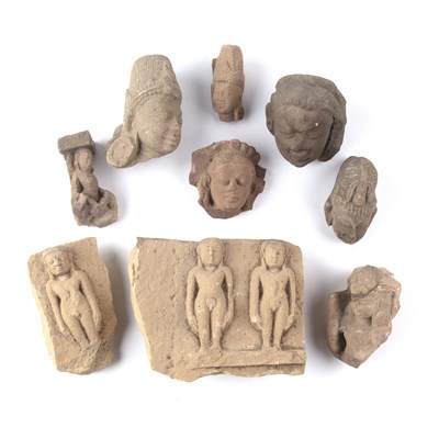 Lot 417 - A collection of antique Indian stone reliefs...