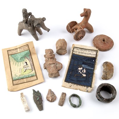 Lot 418 - Antique Indian artifacts to include a...