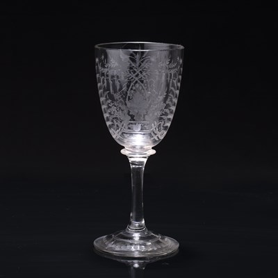 Lot 375 - Engraved glass goblet mid 19th Century, with...