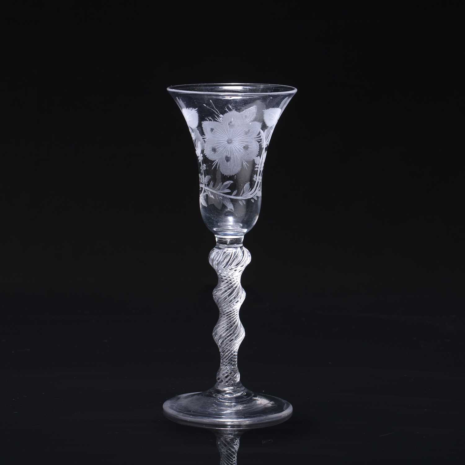Lot 348 - 'Disguised' Jacobite wine glass circa 1760,...
