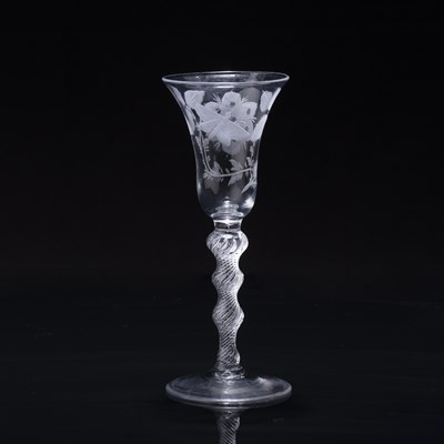 Lot 348 - 'Disguised' Jacobite wine glass circa 1760,...