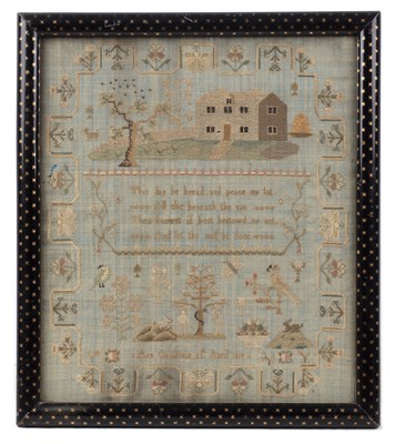 Lot 38 - A George III silk verse sampler decorated with...