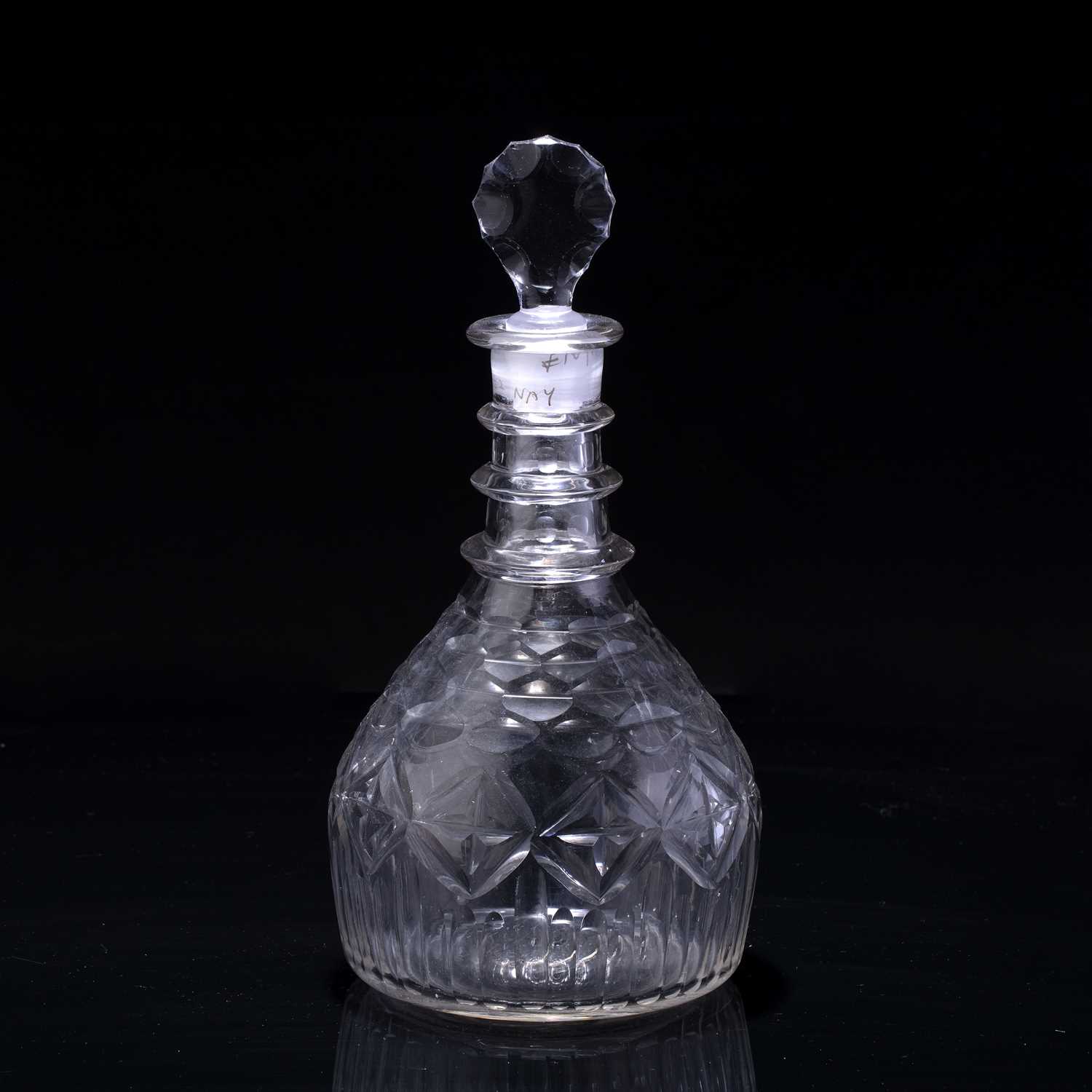 Lot 369 - Glass ship's decanter Irish, circa 1800, with...