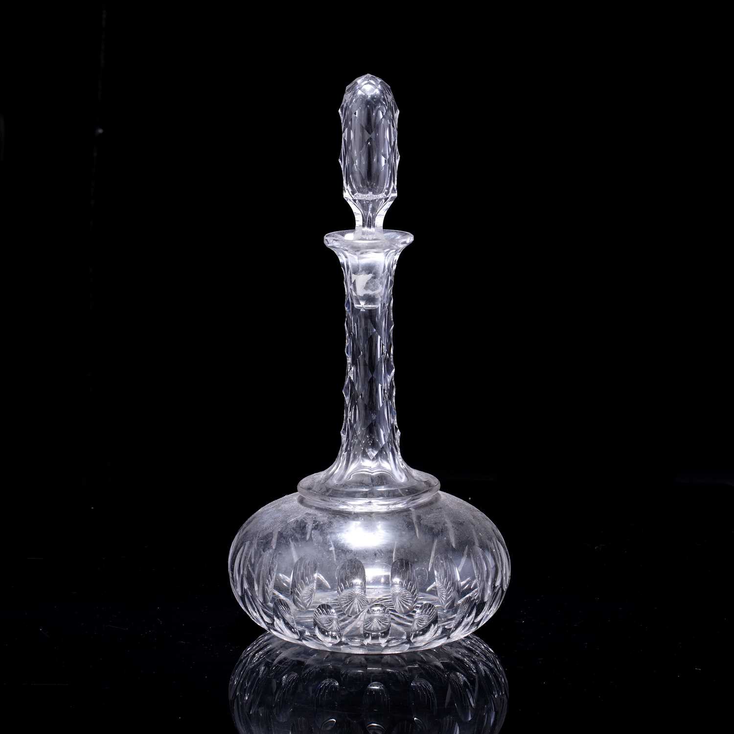 Lot 373 - Cut glass decanter 19th Century, of fluted...