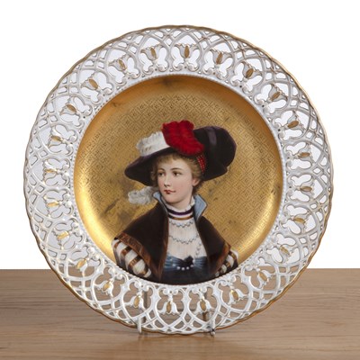 Lot 438 - Continental porcelain cabinet plate the centre...