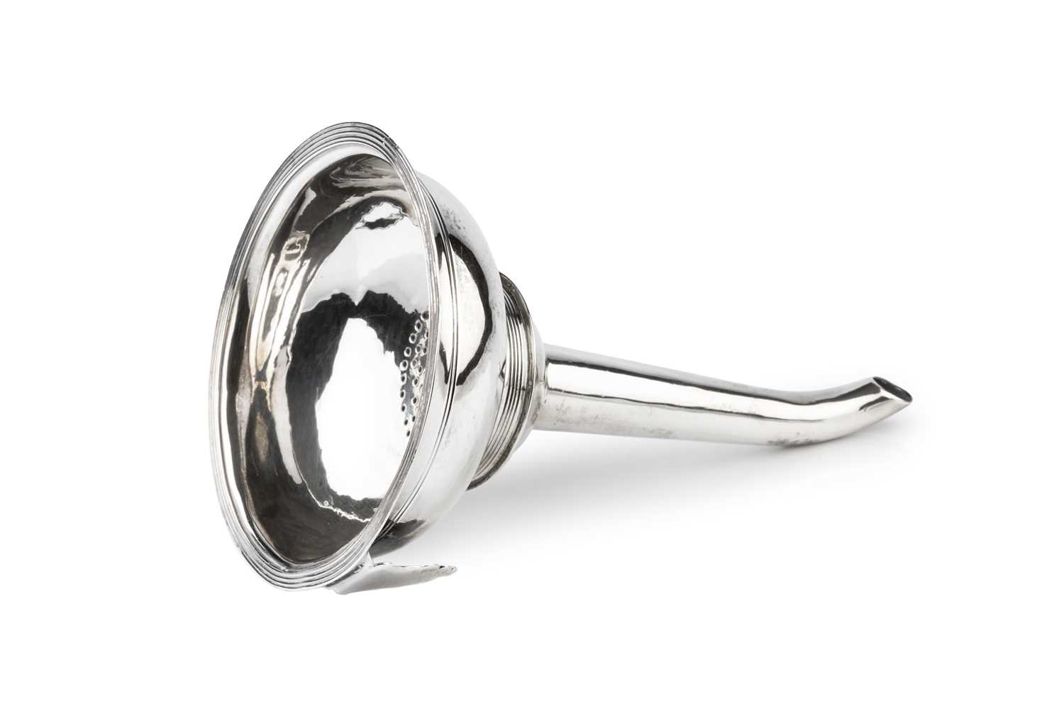 Lot 480 - A George III silver wine funnel, with reeded...