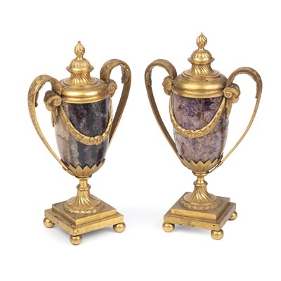 Lot 12 - A pair of George III style Blue-John...